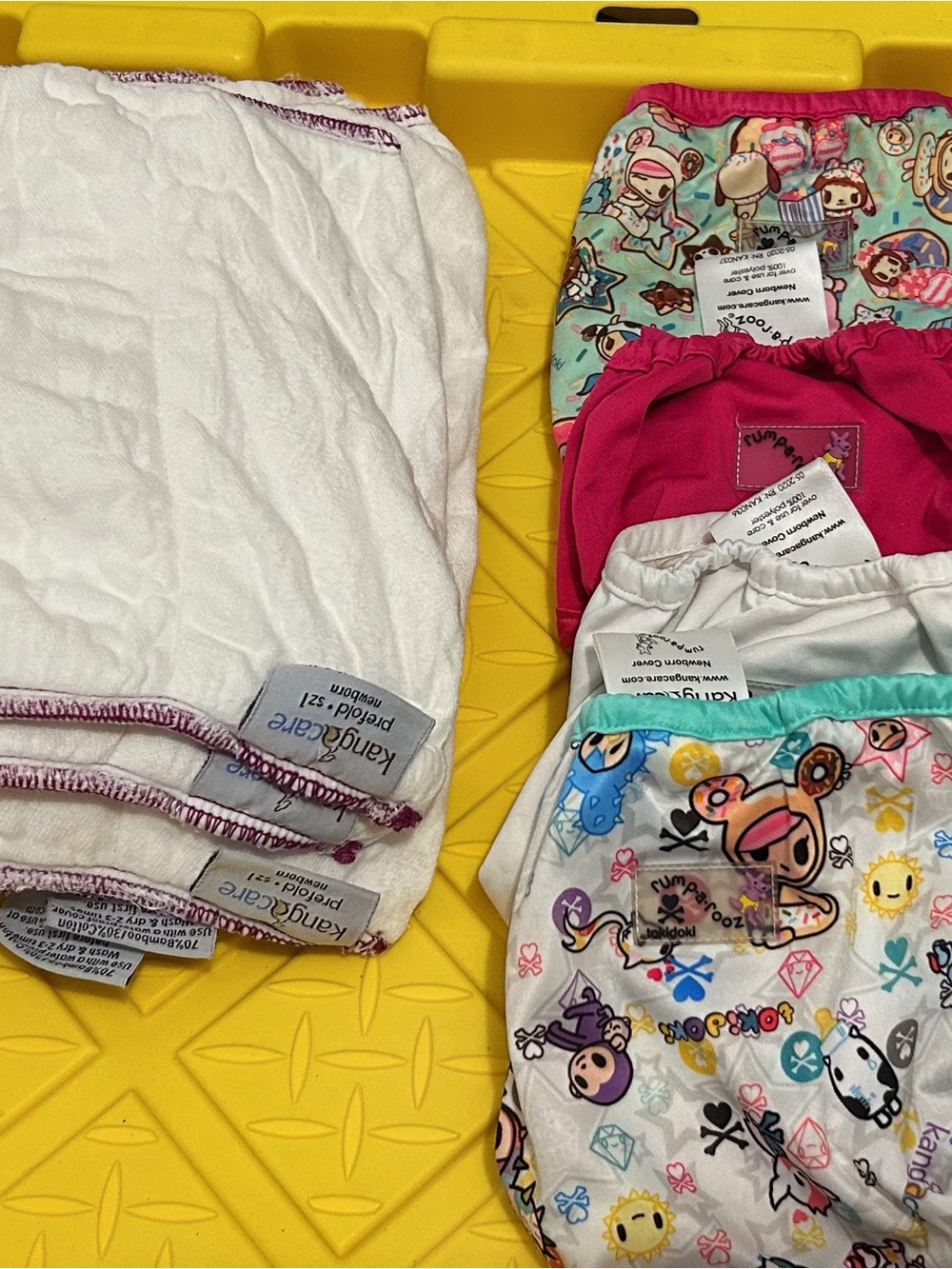 Newborn Cloth Diaper set Prefold Inserts & Tokidoki Covers (set of 8)